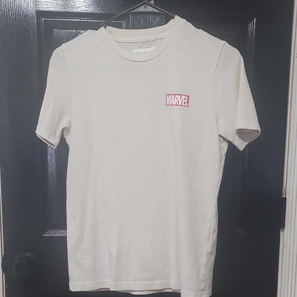 Marvel Crew Neck Tee in Off-White with Red Logo